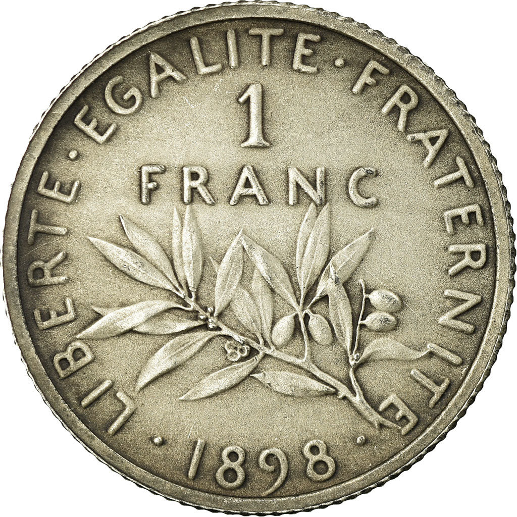 Coin, France, Semeuse, Franc, 1898, Paris, Flan mat, MS(65-70), Silver,KM 844.1
