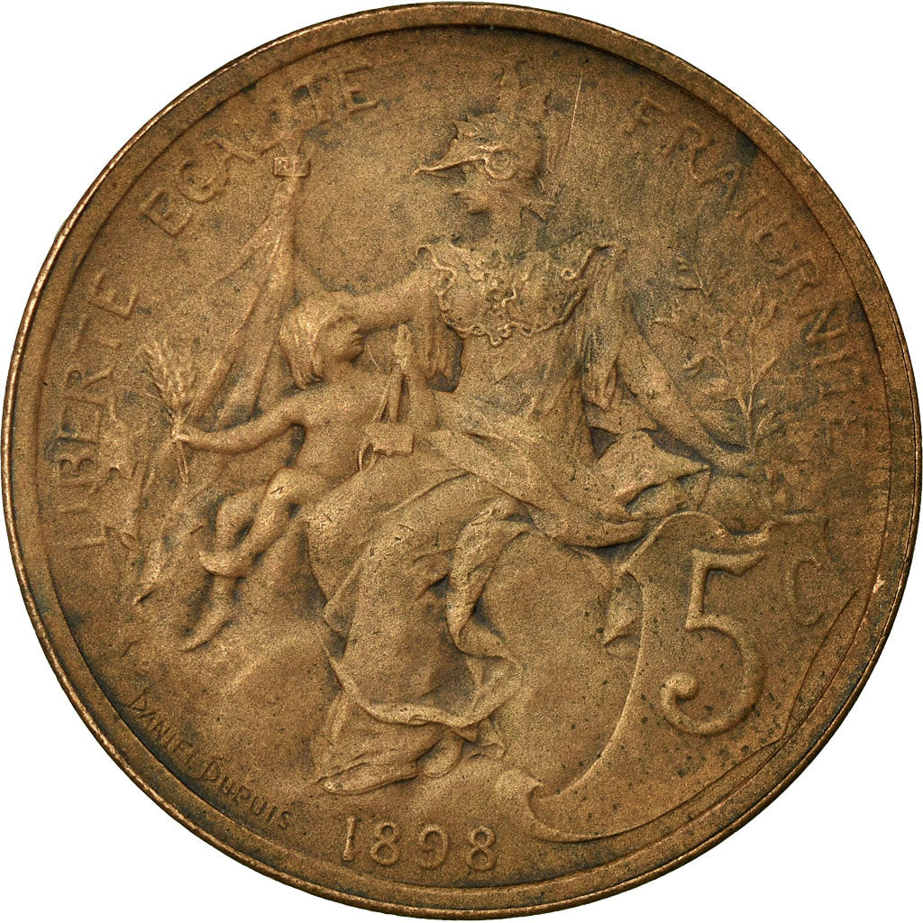 Monnaie, France, Dupuis, 5 Centimes, 1898, Paris, Flan mat, FDC, Bronze,Gad 165