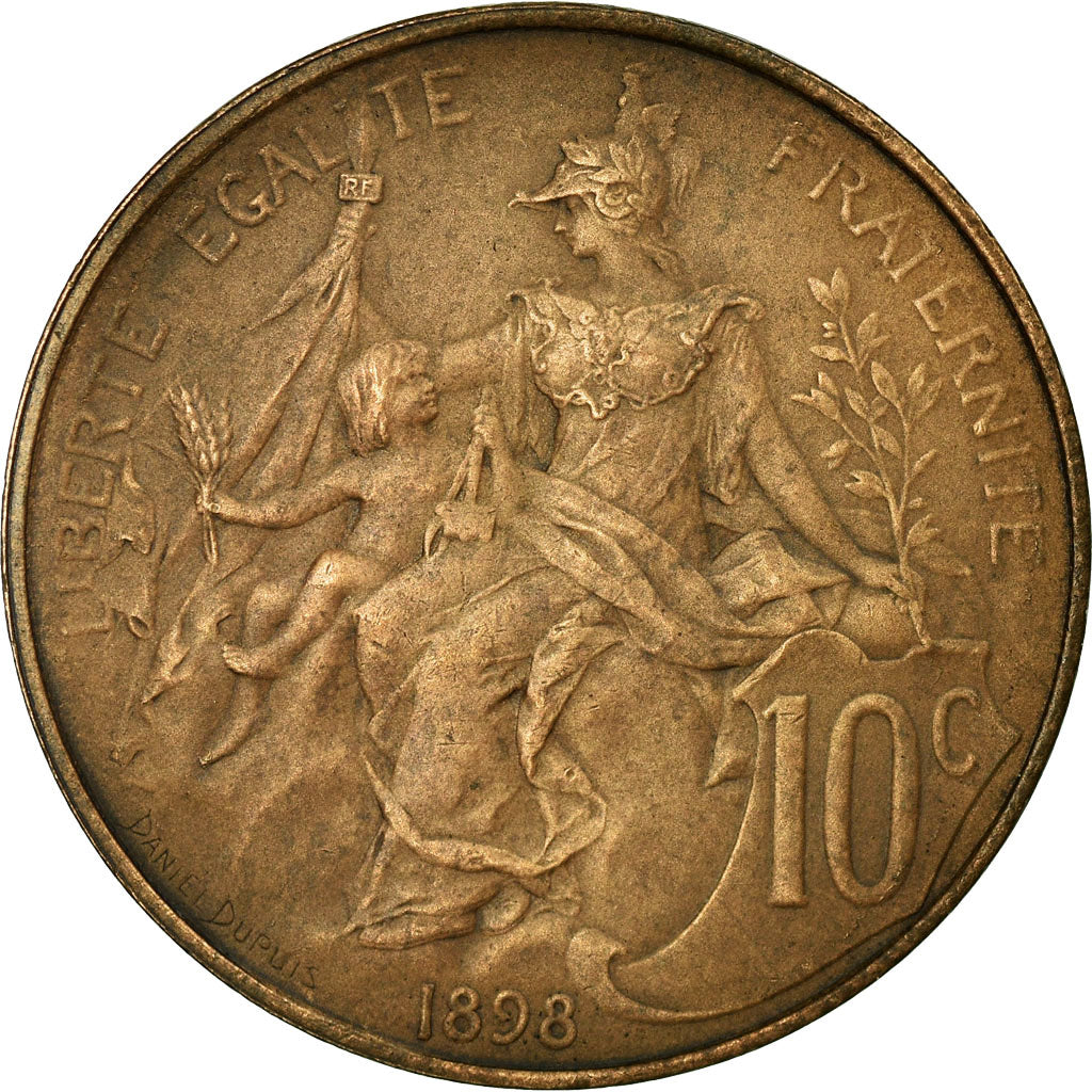 Coin, France, Dupuis, 10 Centimes, 1898, Paris, Flan mat,MS(65-70),Bronze,KM 843