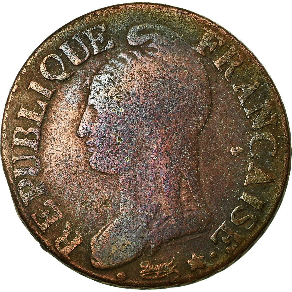 Moneta, Francja, Dupré, 5 Centimes, 1799, Lille, VF(20-25), Bronze, KM:640.11