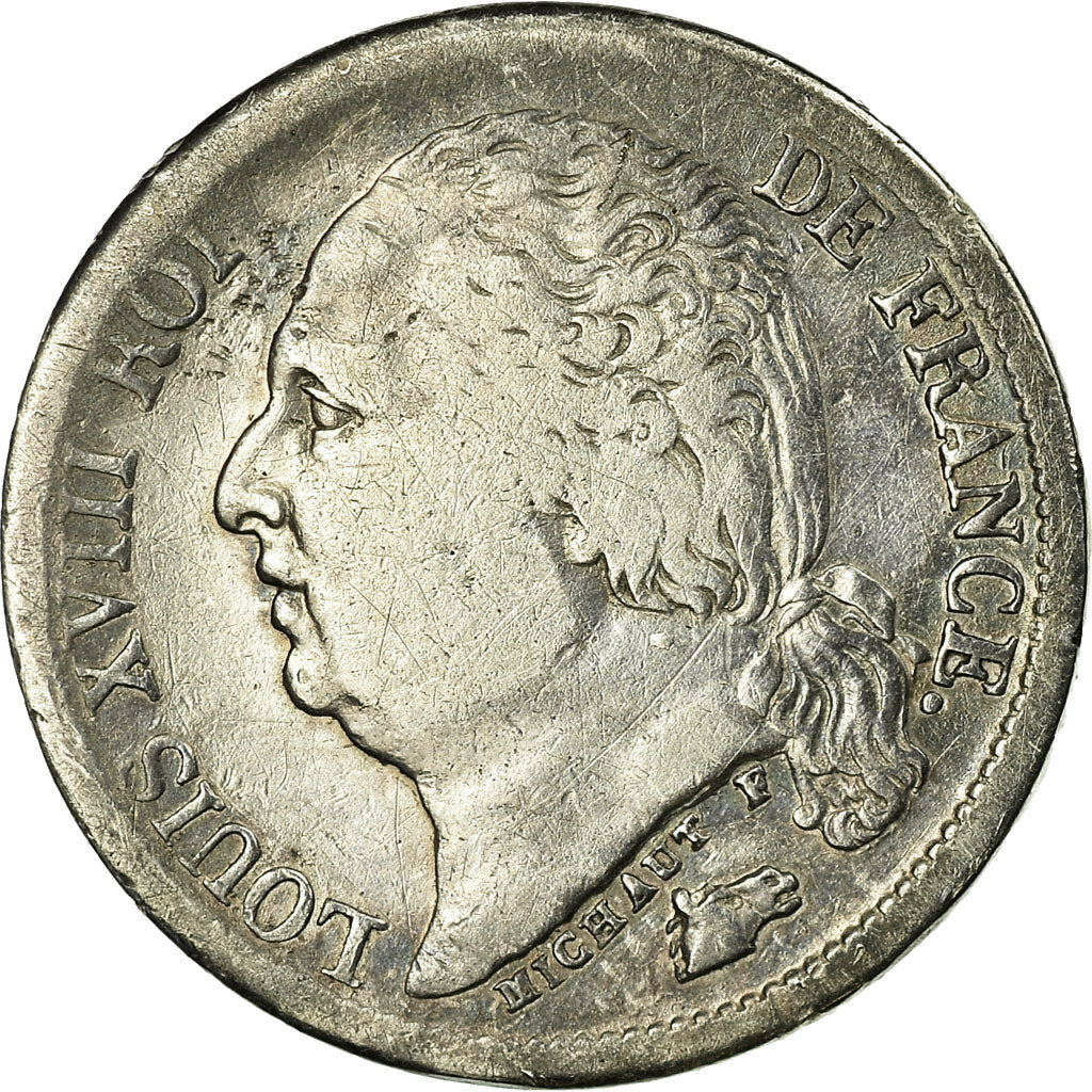 Münze, Frankreich, Louis XVIII, 1/2 Franc, 1822, Rouen, S+, Silber, KML 708.2