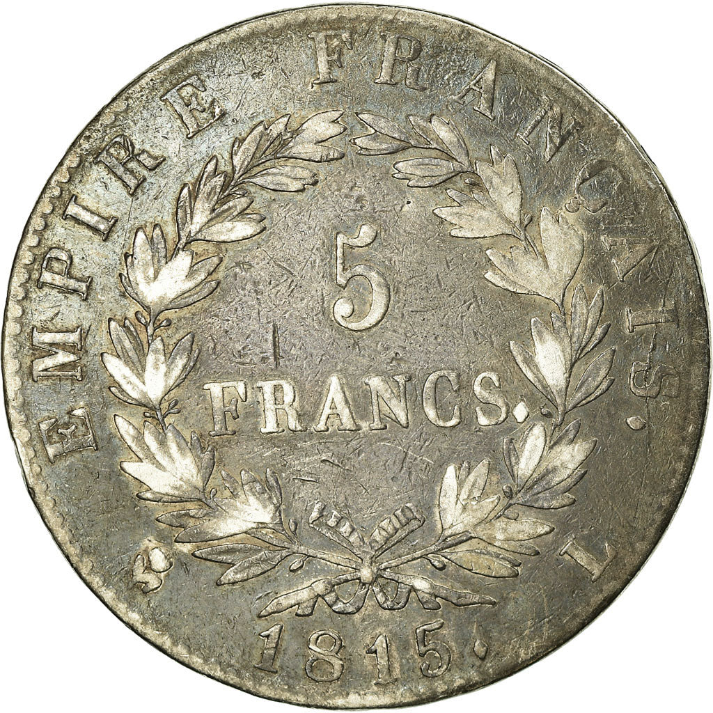 Moneda, Francia, Napoléon I, 5 Francs, 1815, Bayonne, BC+, Plata, KM:704.5