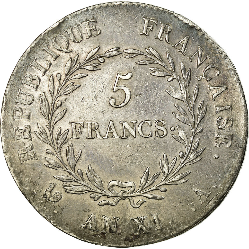 Moneta, Francia, 5 Francs, 1803, Paris, BB+, Argento, KM:650.1, Gadoury:577