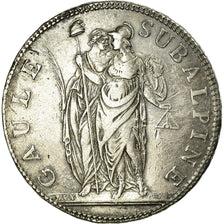 Coin, ITALIAN STATES, PIEDMONT REPUBLIC, 5 Francs, 1801, EF(40-45), Silver, KM:4