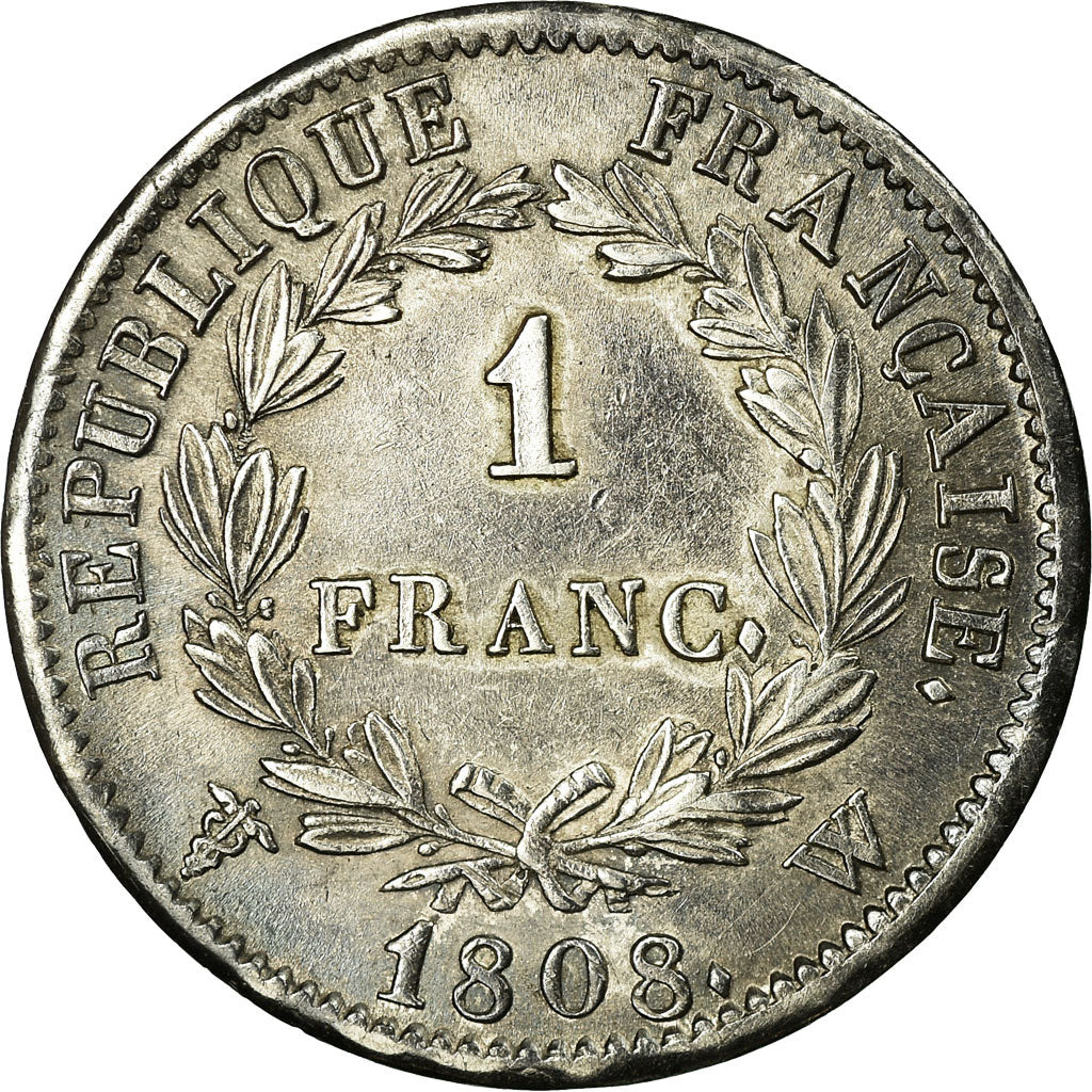 Coin, France, Napoléon I, Franc, 1808, Lille, EF(40-45), Silver, KM:682.14