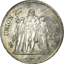 Moneda, Francia, Union et Force, 5 Francs, 1798, Paris, MBC+, Plata, KM:639.1