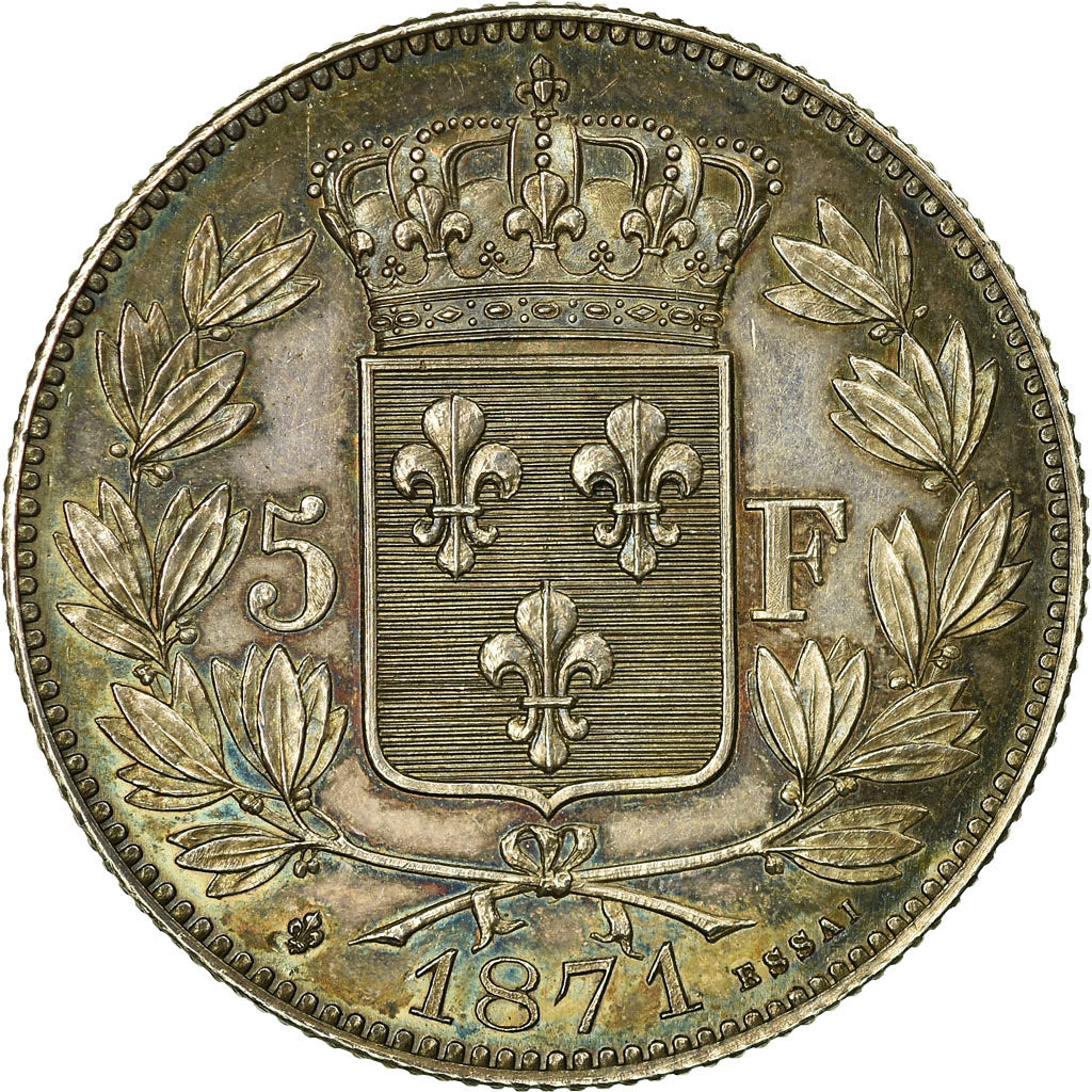Monnaie, France, Henri V, 5 Francs, 1871, Bruxelles, SPL, Argent, Gadoury:653