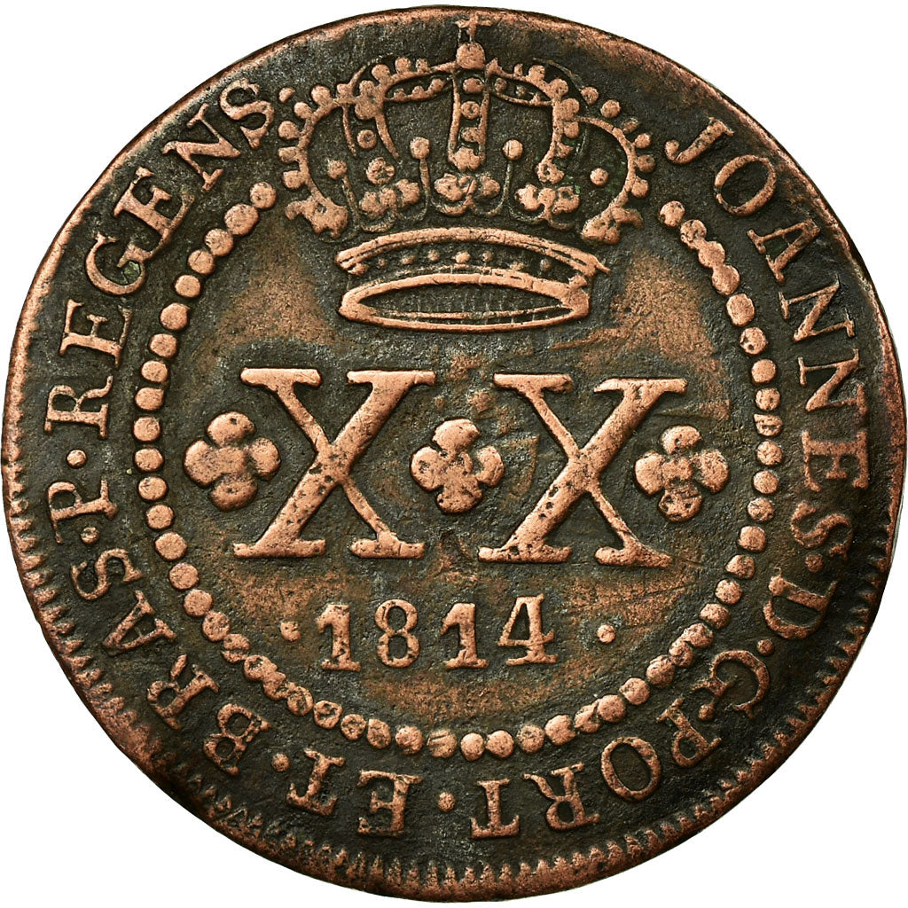 Monnaie, Brésil, Joao, 20 Reis, 1814, Rio de Janeiro, TTB, Cuivre, KM:233.3