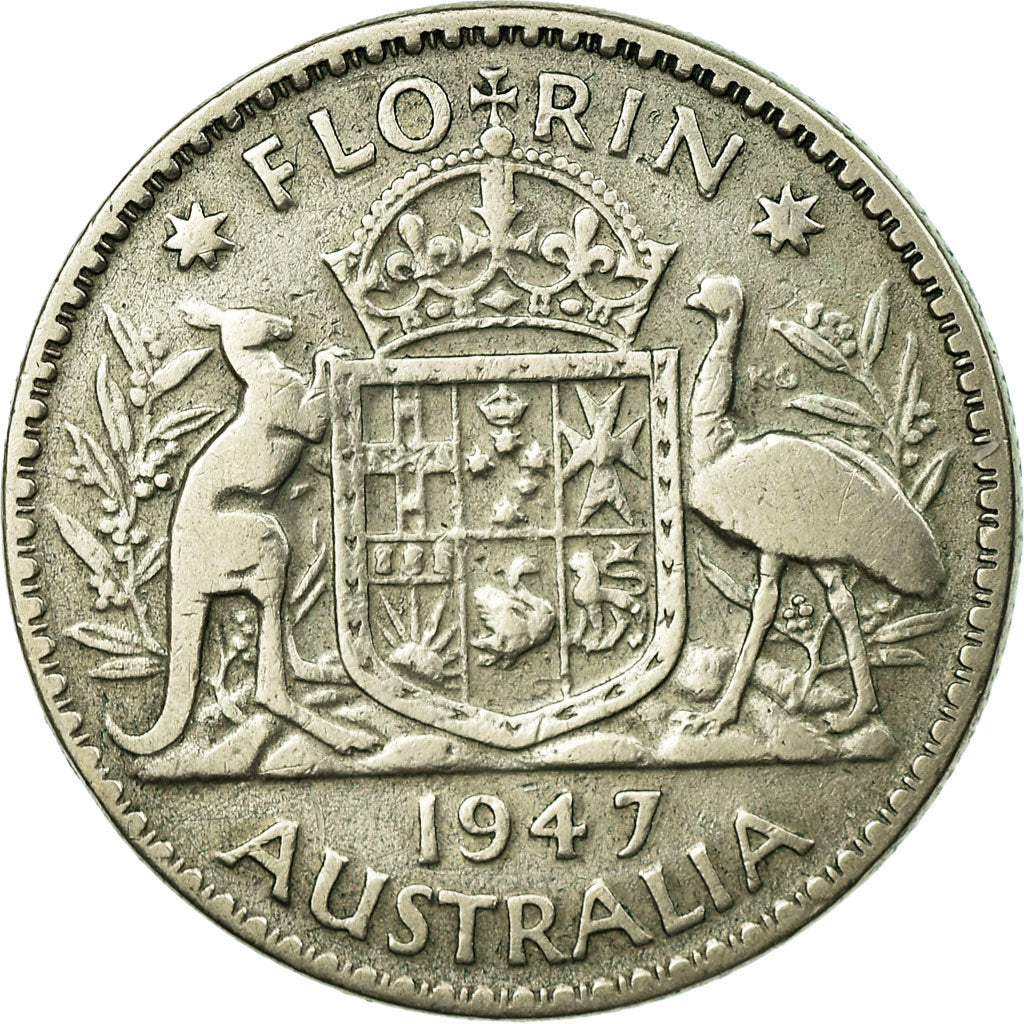 Münze, Australien, George VI, Florin, 1947, Melbourne, SS, Silber, KM:40a
