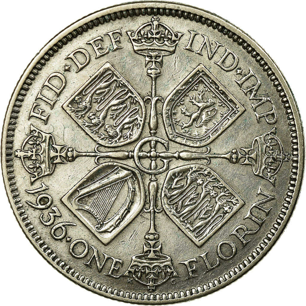 Coin, Great Britain, George V, Florin, Two Shillings, 1936, AU(50-53), Silver