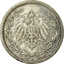 Coin, GERMANY - EMPIRE, 1/2 Mark, 1909, Berlin, EF(40-45), Silver, KM:17