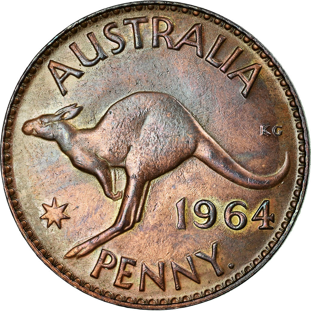Coin, Australia, Elizabeth II, Penny, 1964, AU(50-53), Bronze, KM:56