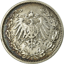 Coin, GERMANY - EMPIRE, 1/2 Mark, 1905, Muldenhütten, EF(40-45), Silver, KM:17