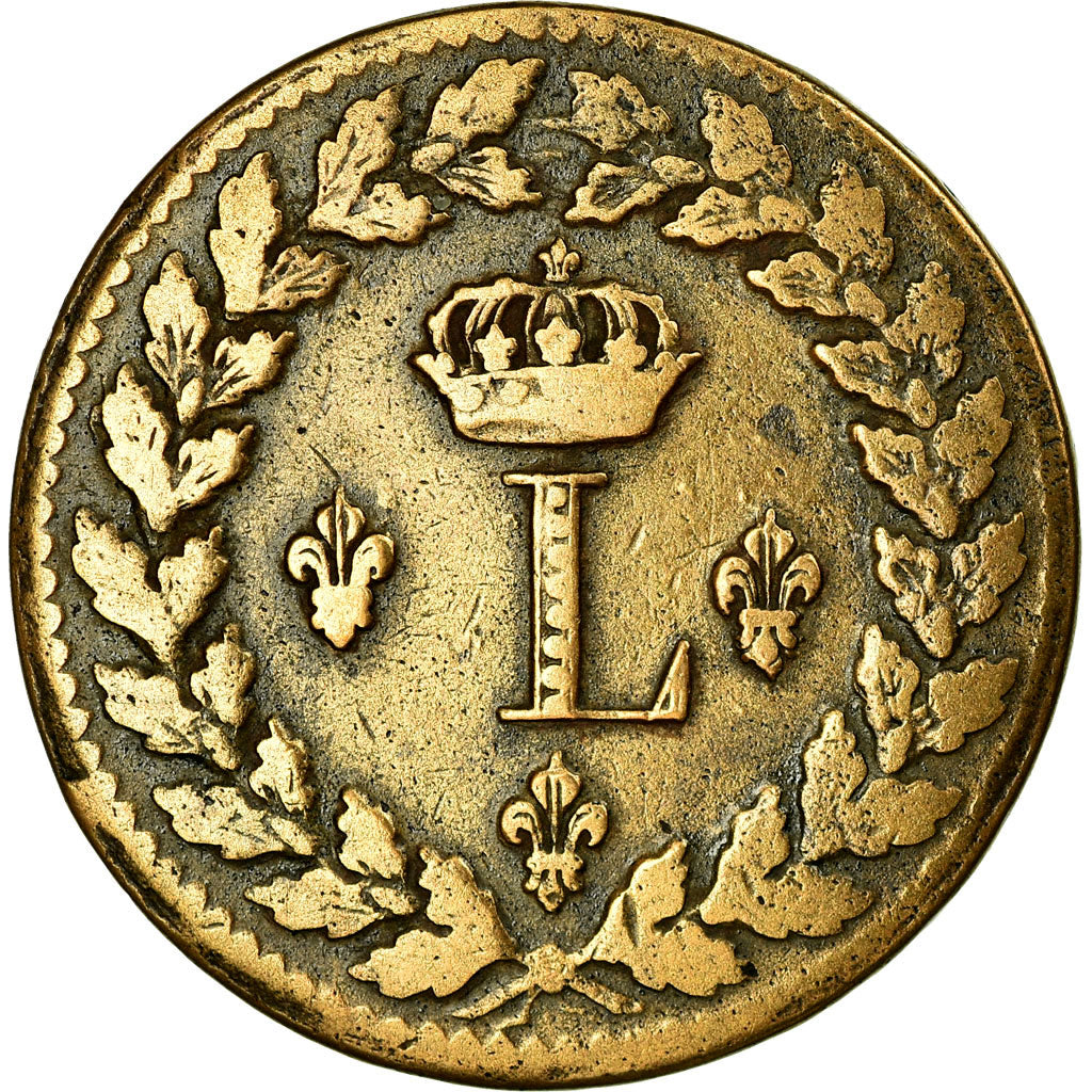 Moneda, Francia, Louis XVIII, Decime, 1815, Strasbourg, MBC, Bronce, KM:701