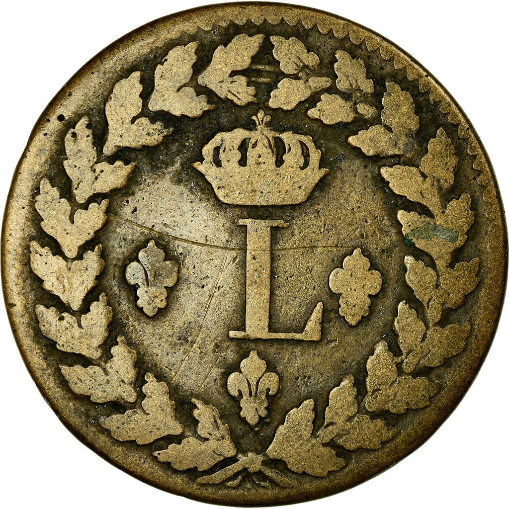 Moeda, França, Louis XVIII, Decime, 1815, Strasbourg, VF(20-25), Bronze