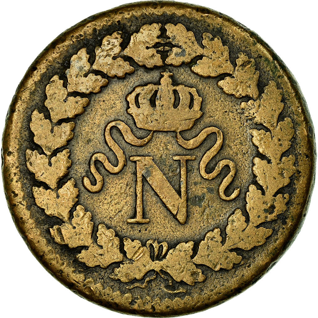 Moneda, Francia, Napoléon I, Decime, 1814, Strasbourg, BC+, Bronce, KM:700