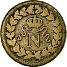Moneda, Francia, Napoléon I, Decime, 1814, Strasbourg, BC+, Bronce, KM:700