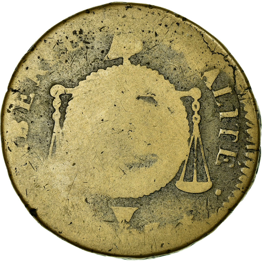 Moneta, Francia, 2 sols aux balances daté, 1793, Lille, B, Bronzo, KM 621.13