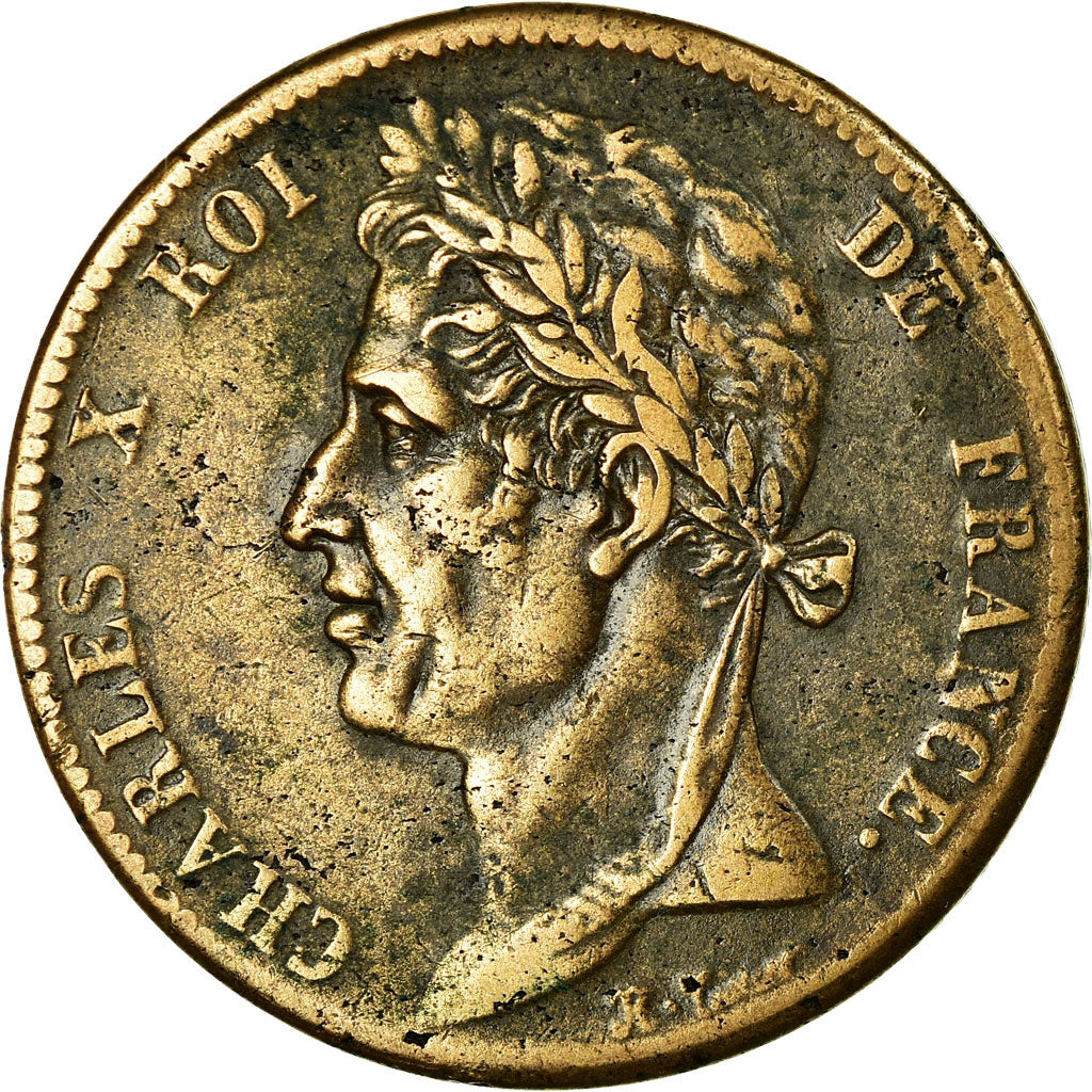 Coin, FRENCH COLONIES, Charles X, 5 Centimes, 1825, Paris, VF(30-35), Bronze