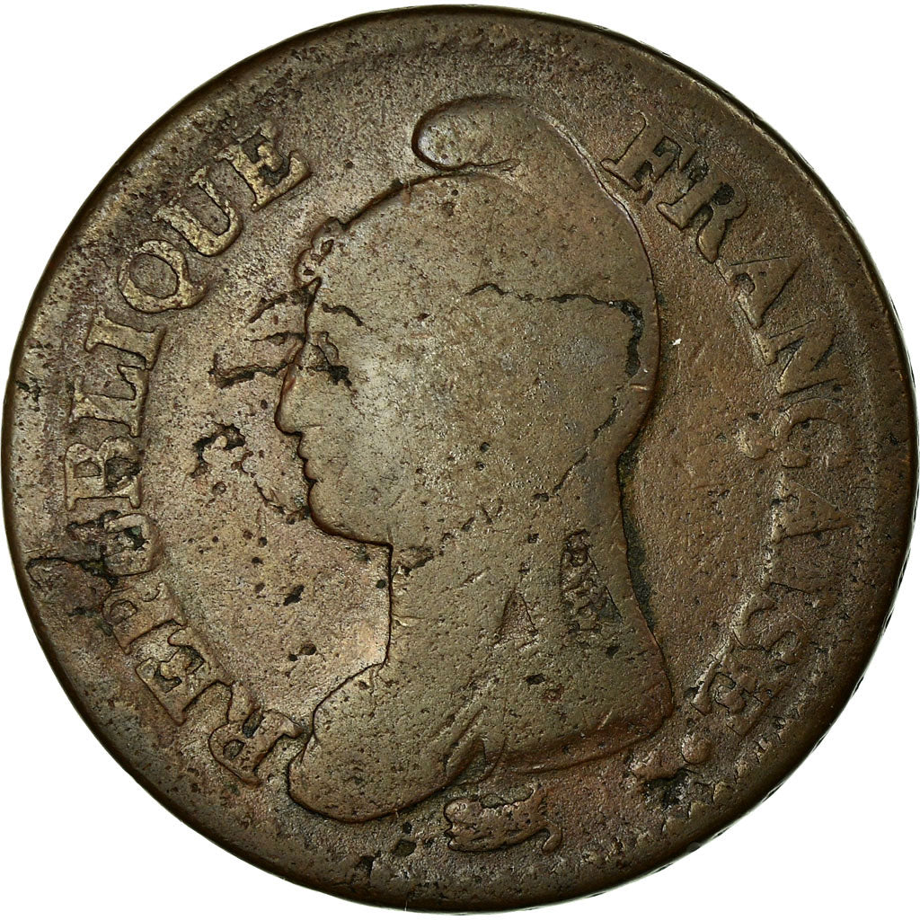 Moeda, França, Dupré, Decime, 1798, Paris, F(12-15), Bronze, KM:644.1