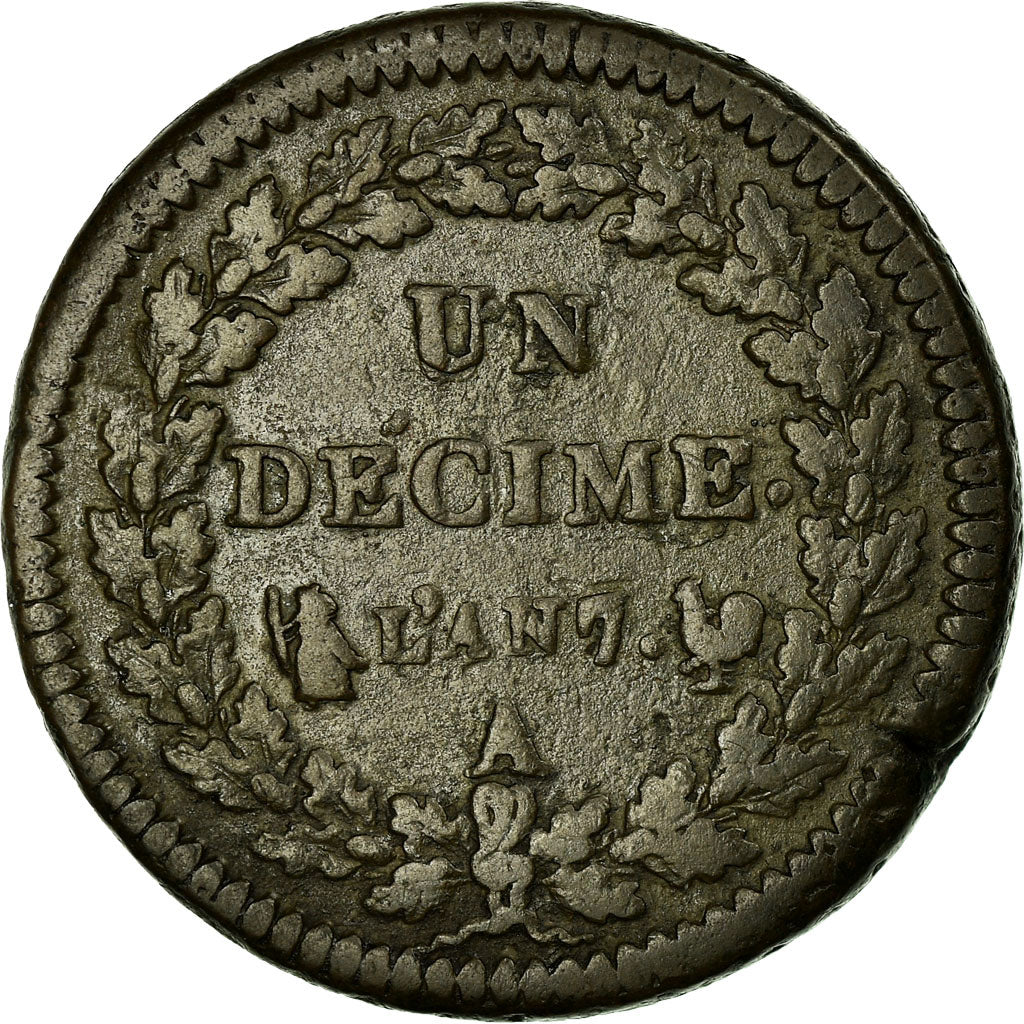 Monnaie, France, Dupré, Decime, 1798, Paris, TB, Bronze, Gadoury:187, KM:644.1