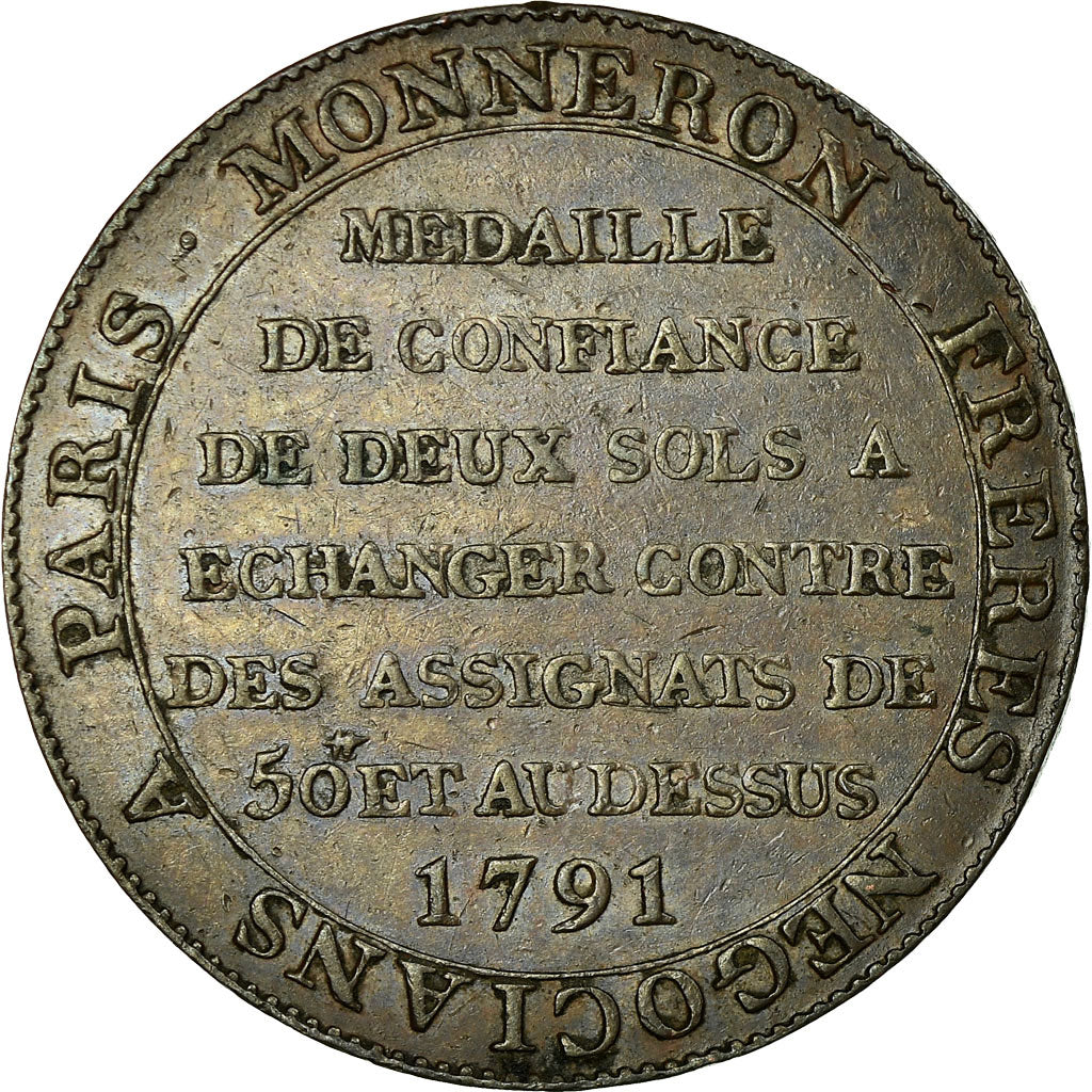 Coin, France, 2 Sols, 1791, EF(40-45), Bronze, KM:Tn23, Brandon:217a