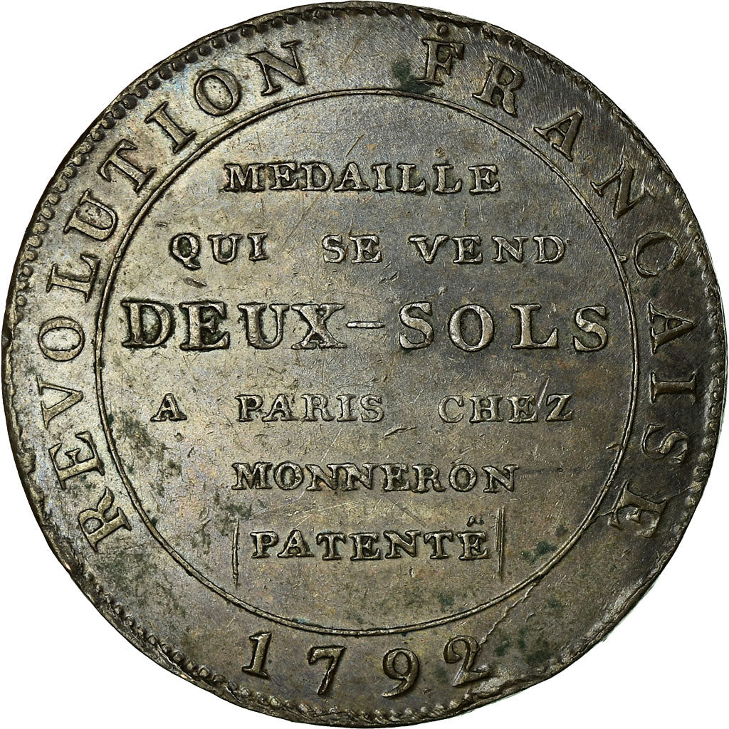 Coin, France, 2 Sols, 1792, EF(40-45), Bronze, KM:Tn25, Brandon:227b
