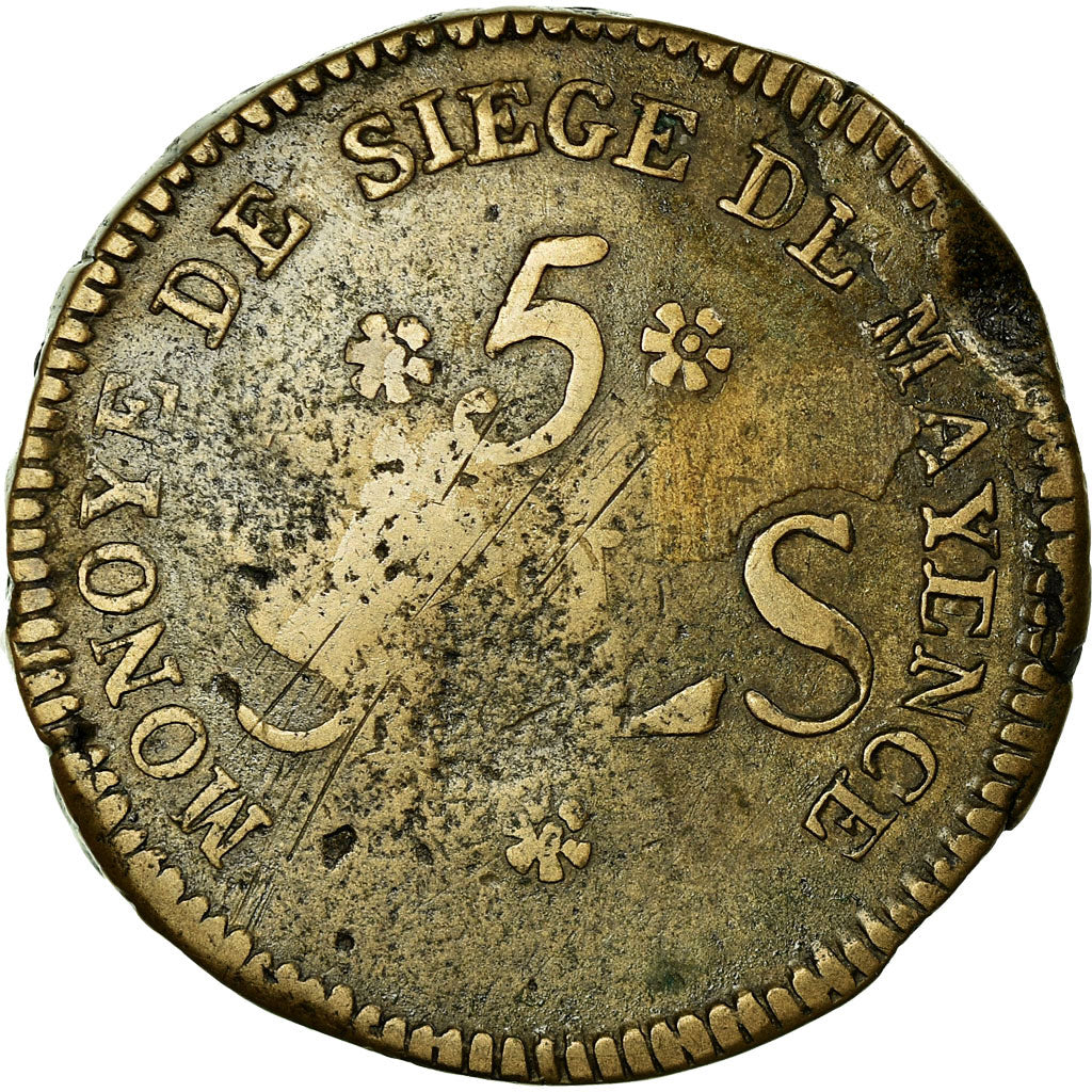 Monnaie, Etats allemands, MAINZ, Friedrich Karl Josef, 5 Sols, 1793,Mayence,TB
