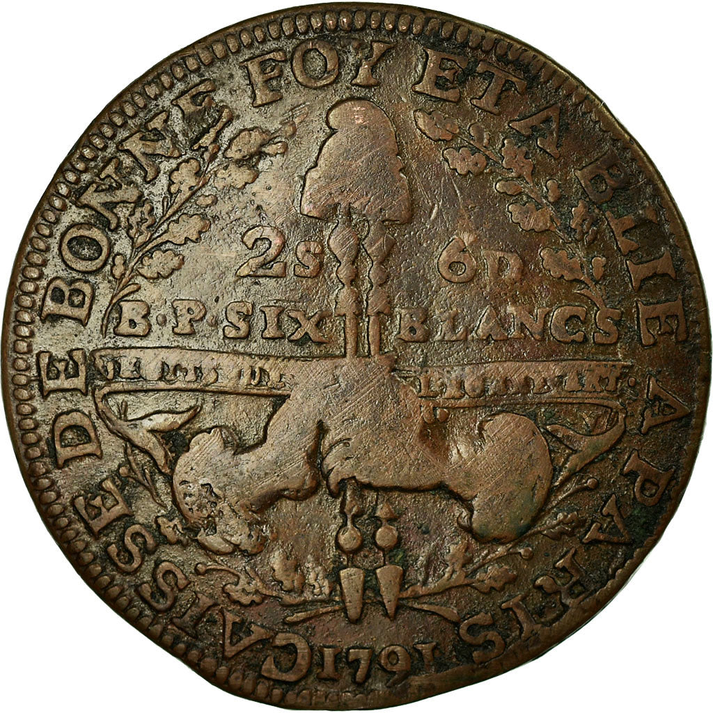 Moneta, Francja, 2 Sols 6 Deniers, 1791, VF(30-35), Miedź, KM:Tn37