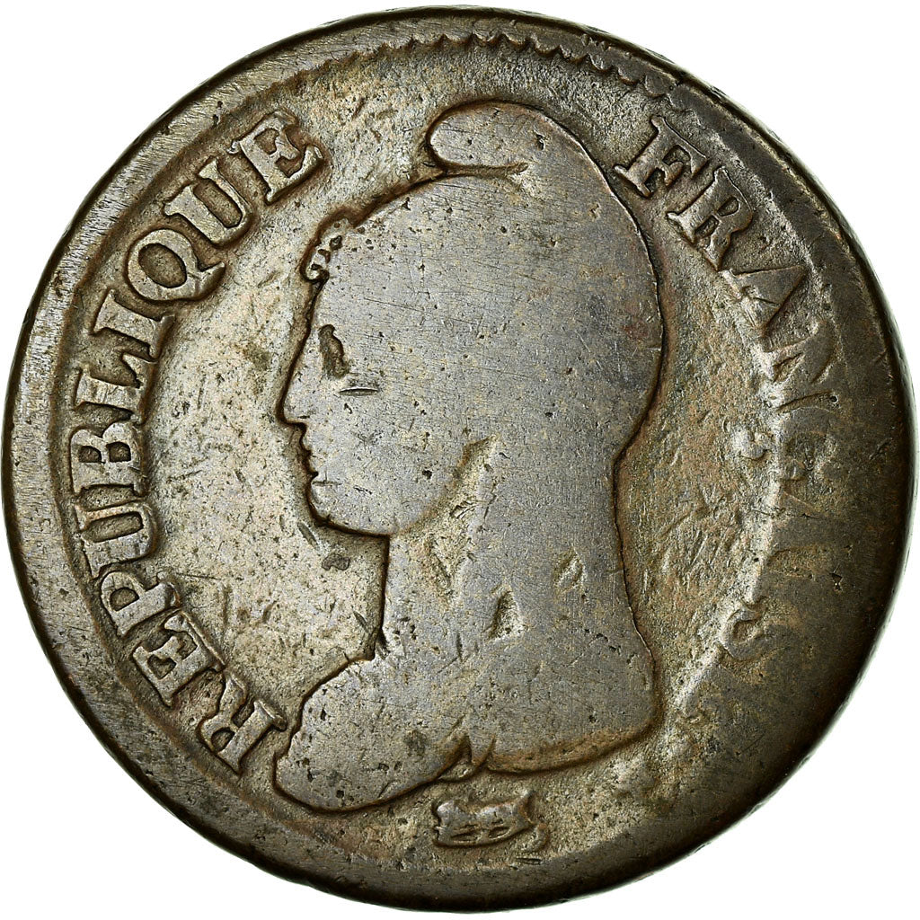 Munten, Frankrijk, Dupré, Decime, 1796, Paris, ZG, Bronze, KM:637.1
