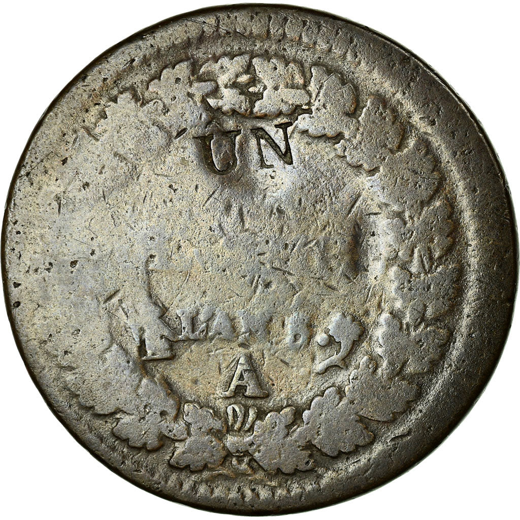 Munten, Frankrijk, Dupré, Decime, 1796, Paris, ZG, Bronze, KM:637.1