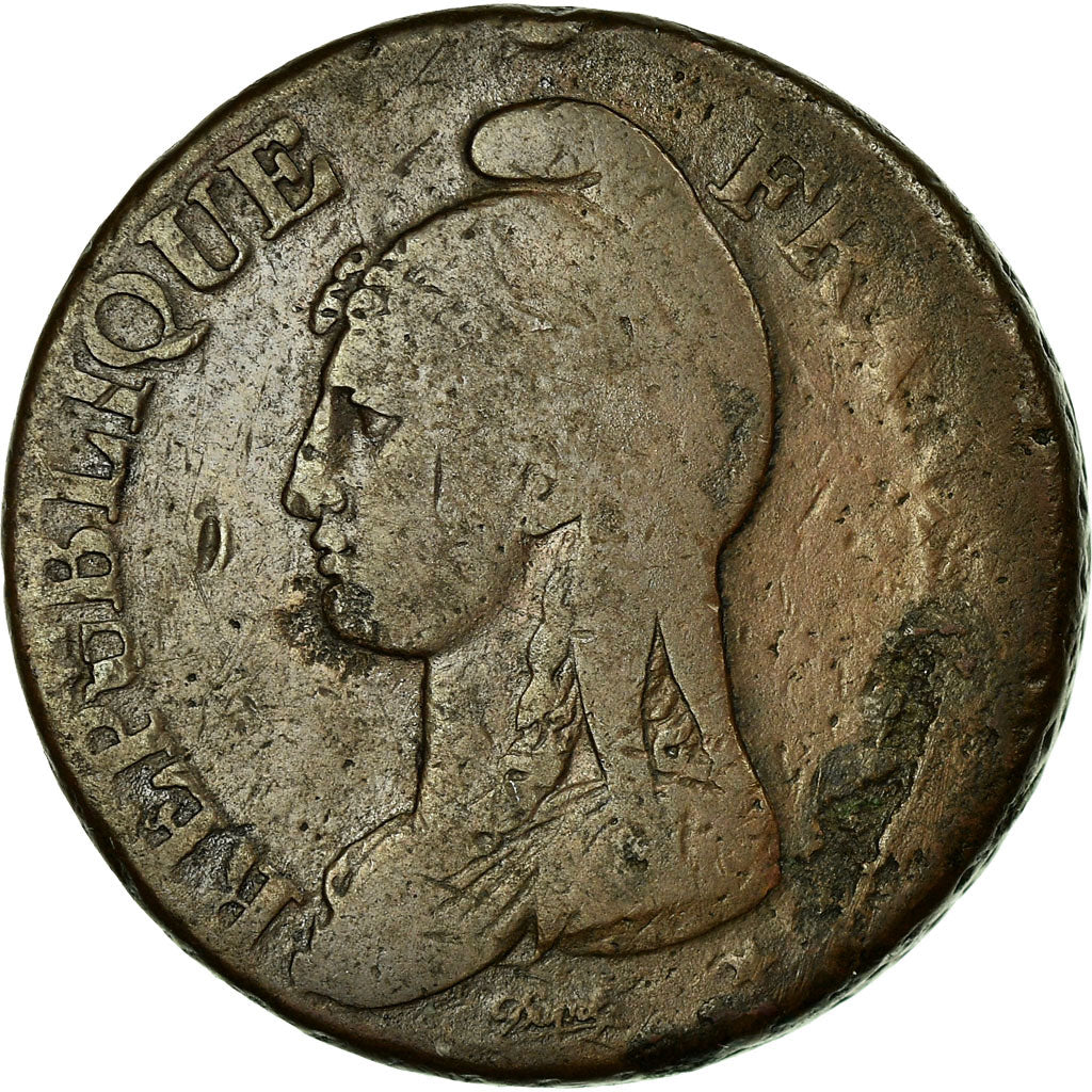 Moneda, Francia, Dupré, Decime, 1798, Strasbourg, BC+, Bronce, KM:644.4