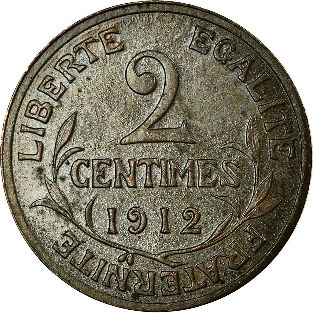 Moneta, Francja, Dupuis, 2 Centimes, 1912, Paris, EF(40-45), Bronze, KM:841