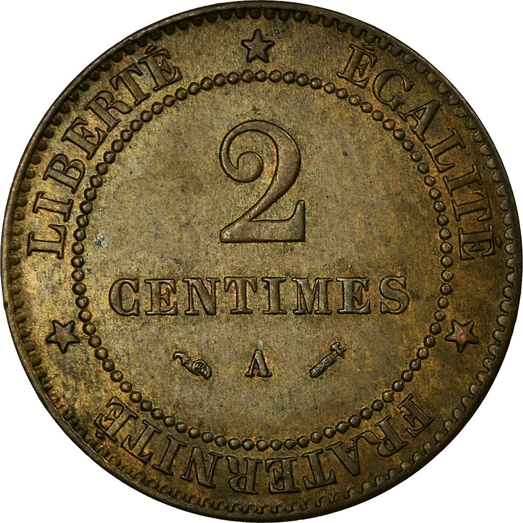 Moeda, França, Cérès, 2 Centimes, 1884, Paris, EF(40-45), Bronze, KM:827.1
