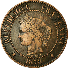 Moeda, França, Cérès, 2 Centimes, 1878, Bordeaux, EF(40-45), Bronze