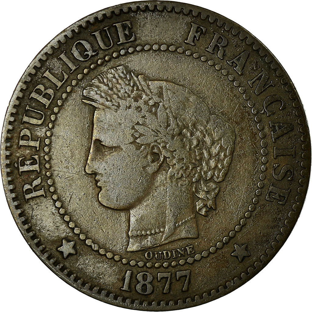 Coin, France, Cérès, 2 Centimes, 1877, Paris, VF(30-35), Bronze, KM:827.1