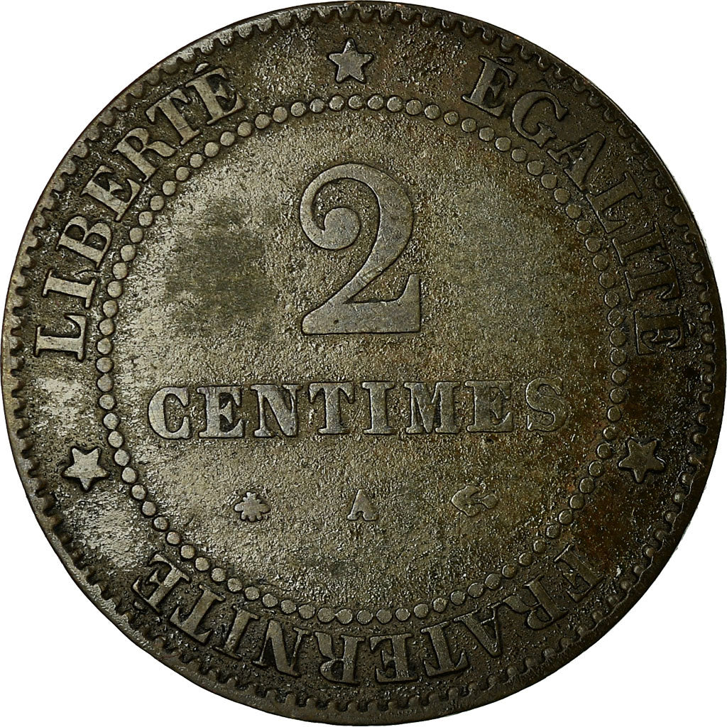 Coin, France, Cérès, 2 Centimes, 1877, Paris, VF(30-35), Bronze, KM:827.1