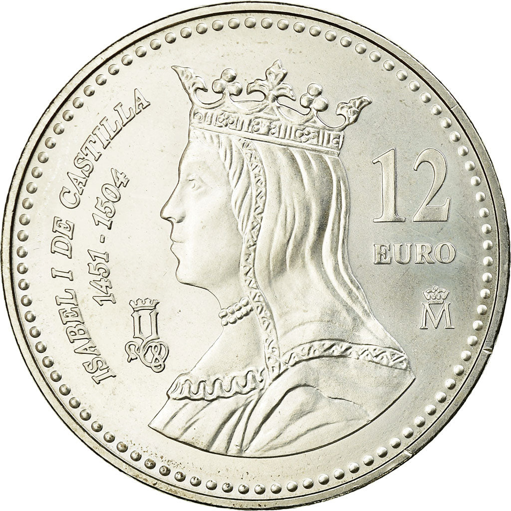 Hiszpania, 12 Euro, 2004, MS(65-70), Srebro, KM:1095