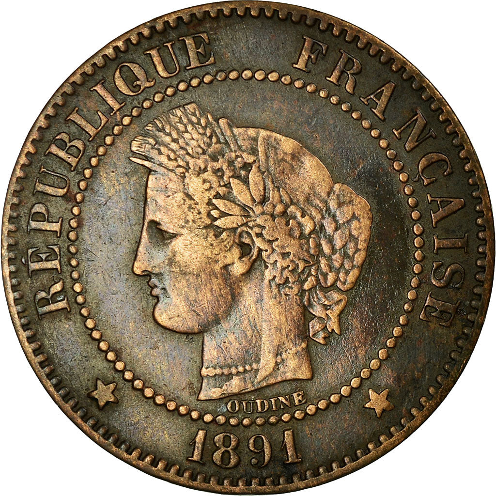 Münze, Frankreich, Cérès, 2 Centimes, 1891, Paris, SS, Bronze, KM:827.1