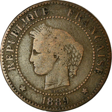 Monnaie, France, Cérès, 2 Centimes, 1889, Paris, TB+, Bronze, Gadoury:105