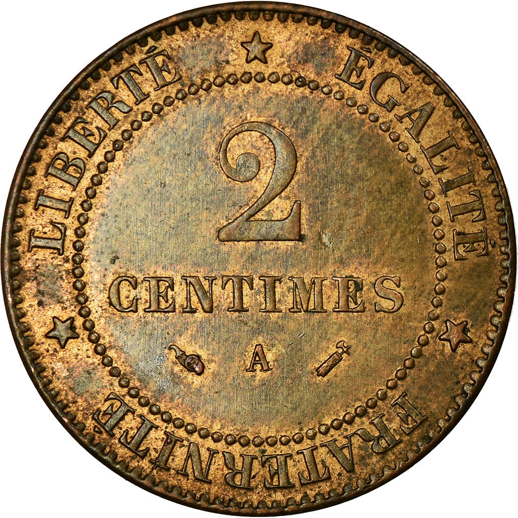 Moeda, França, Cérès, 2 Centimes, 1888, Paris, EF(40-45), Bronze, KM:827.1