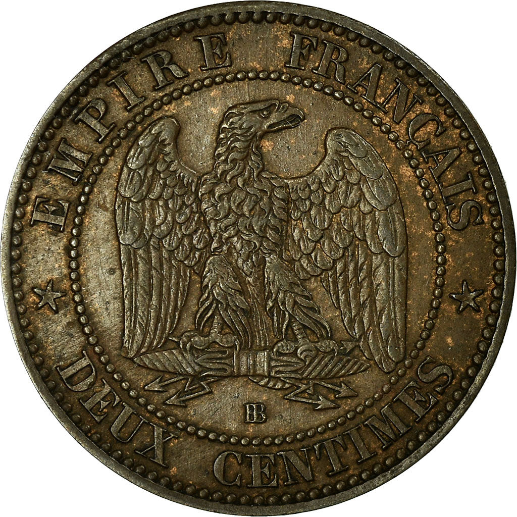 Coin, France, Napoleon III, 2 Centimes, 1861, Strasbourg, EF(40-45),KM 796.5