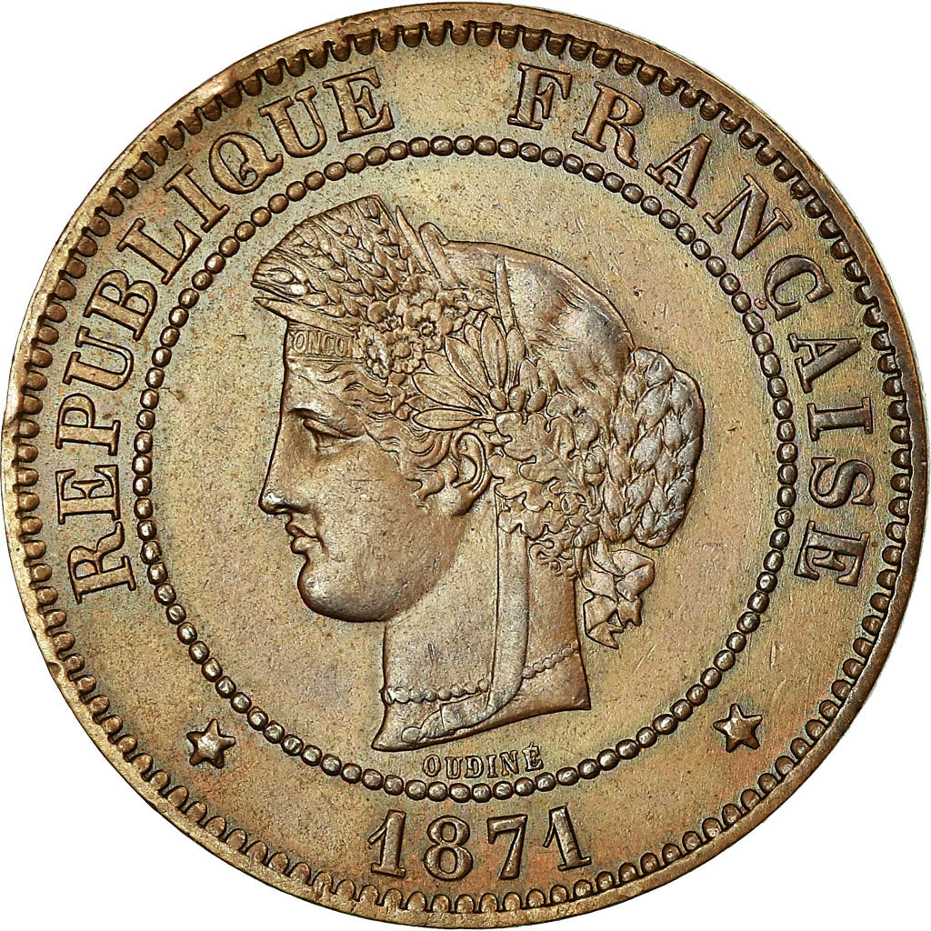 Coin, France, Cérès, 5 Centimes, 1871, Paris, AU(50-53), Bronze, KM:821.1