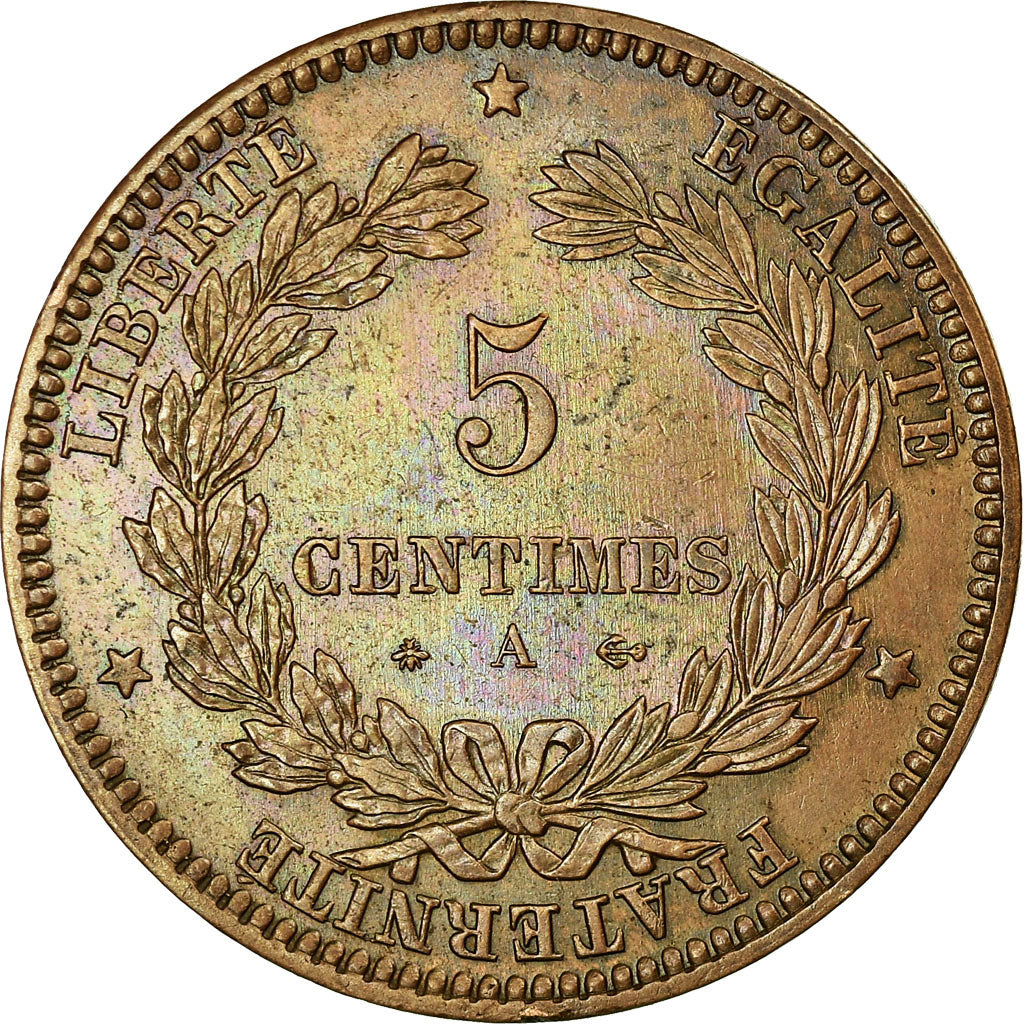 Coin, France, Cérès, 5 Centimes, 1871, Paris, AU(50-53), Bronze, KM:821.1