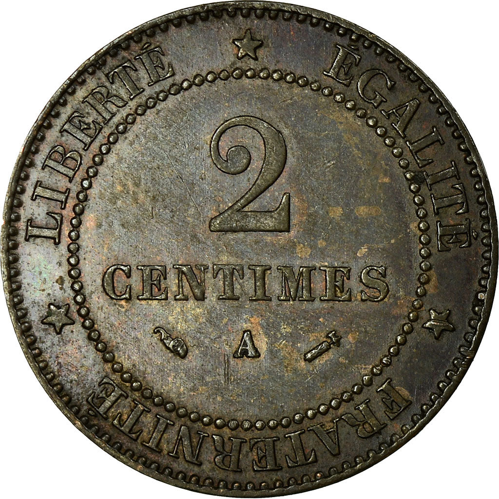 Münze, Frankreich, Cérès, 2 Centimes, 1882, Paris, SS+, Bronze, KM:827.1
