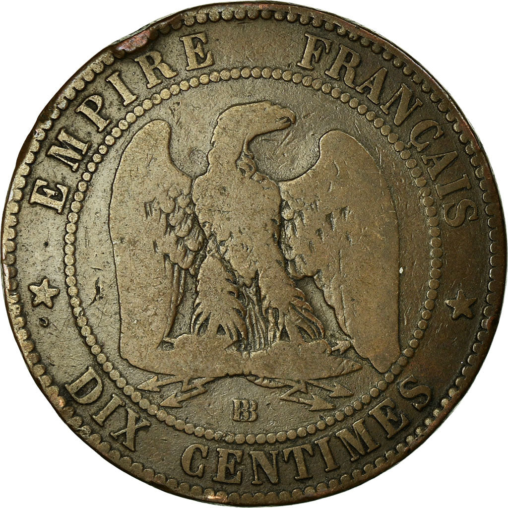 Moneta, Francia, Napoleon III, 10 Centimes, 1853, Strasbourg, B+