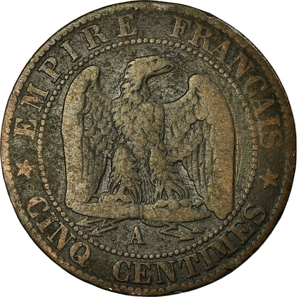 Coin, France, Napoleon III, 5 Centimes, 1855, Paris, F(12-15), KM 784.1