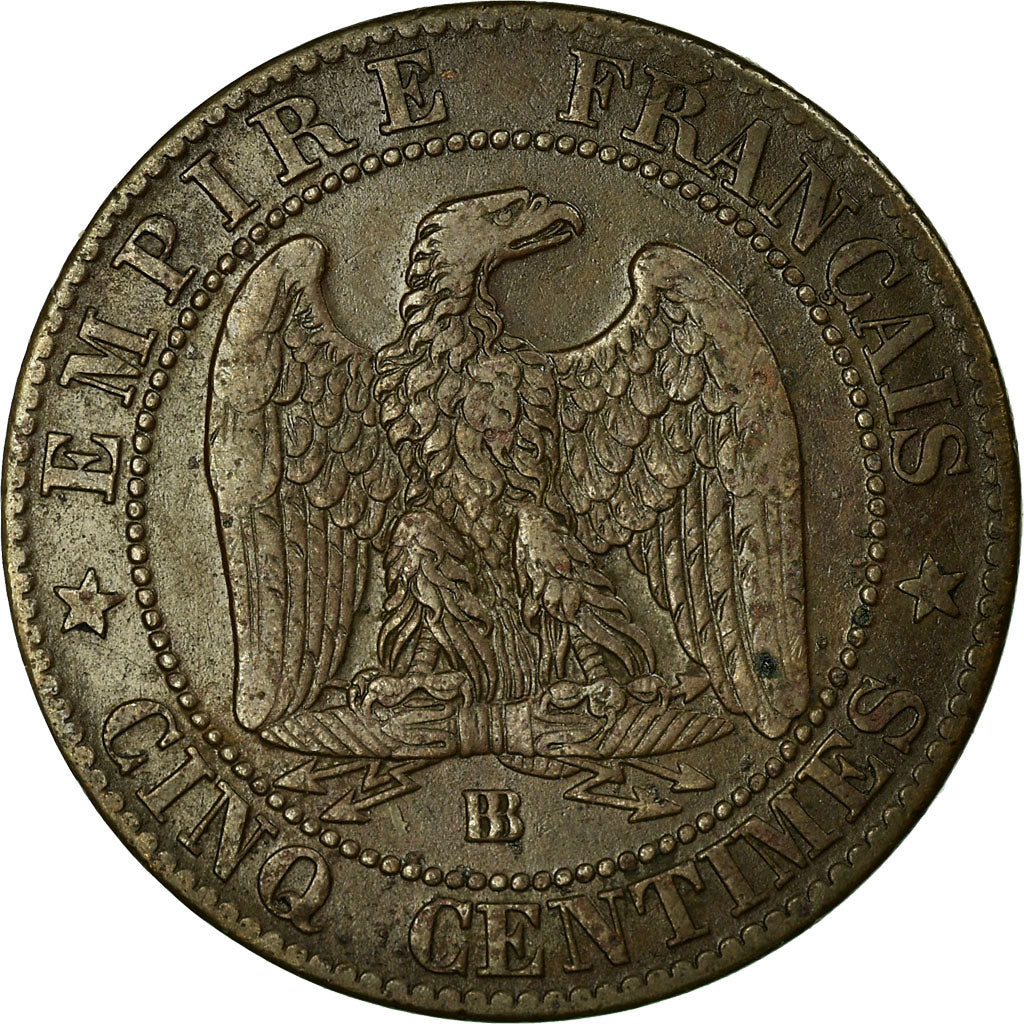 Coin, France, Napoleon III, 5 Centimes, 1863, Strasbourg,EF(40-45),KM 797.2