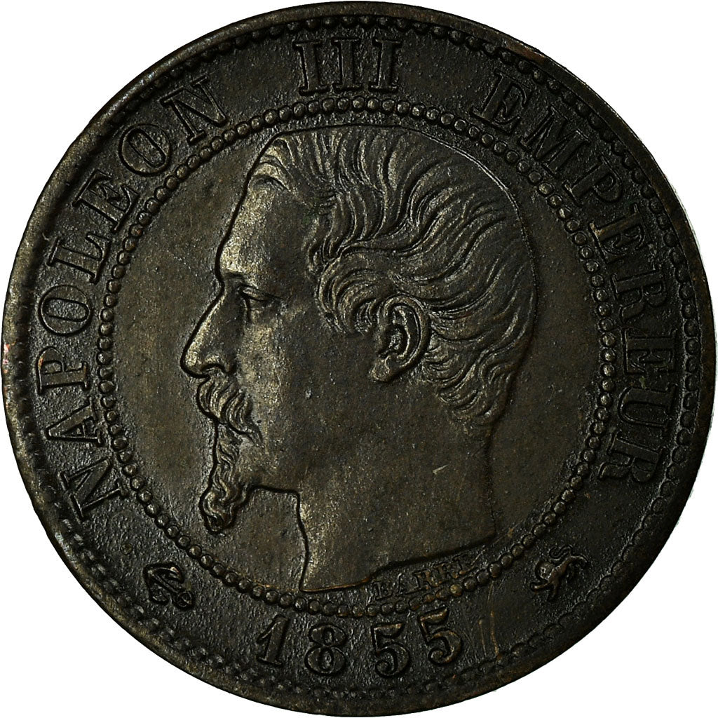 Moneta, Francia, Napoleon III, Centime, 1855, Lyon, BB, Bronzo