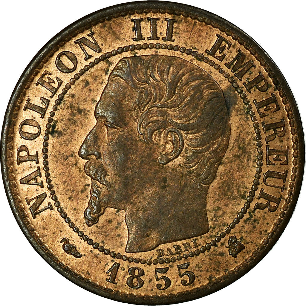 Coin, France, Napoleon III, Centime, 1855, Bordeaux, EF(40-45), KM 775.5